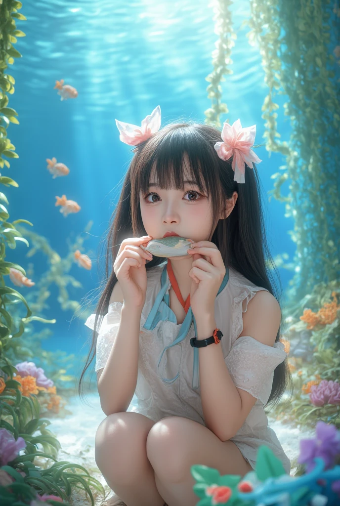 The anime heroine is sweet and moving，Koi in the background --auto