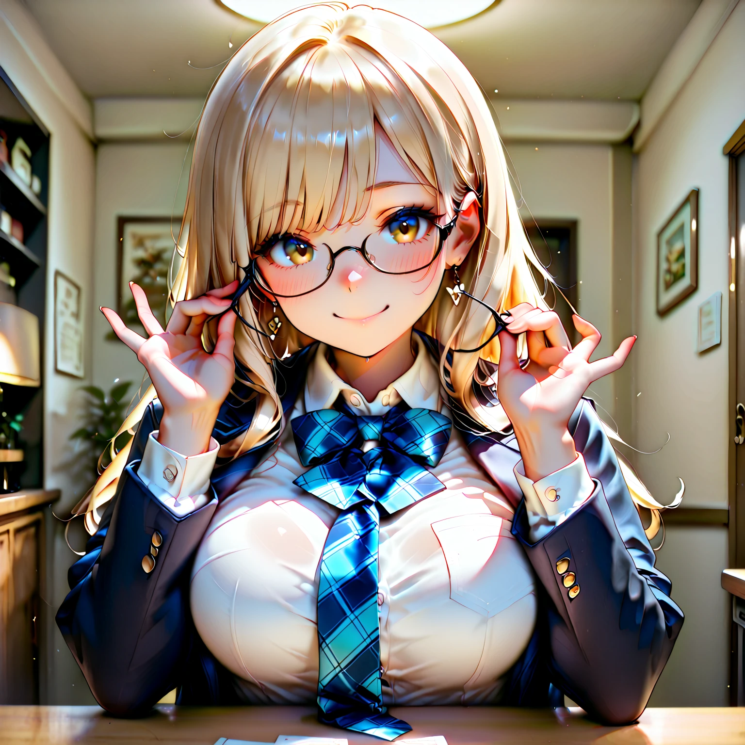 Highest quality,Highest Resolution,Glasses,Doctor,Female doctor,Fishnet tights,Drooling,saliva,White,