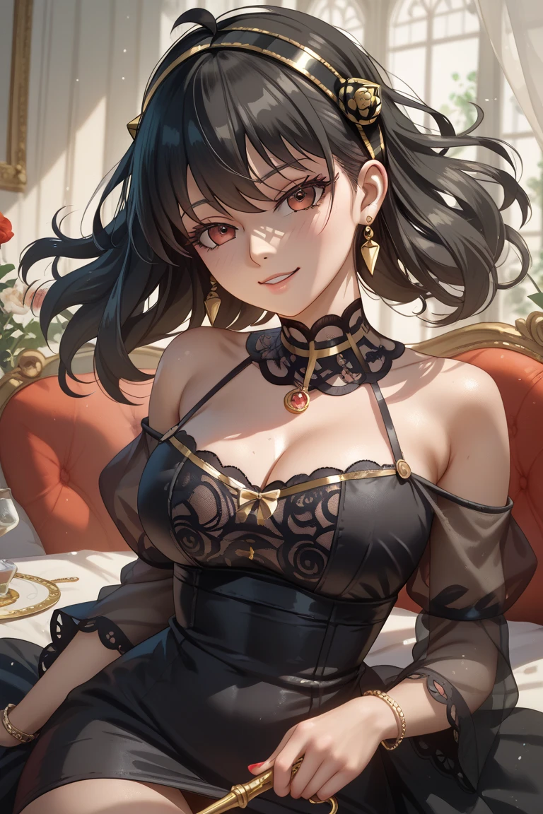 (masterpiece, highest quality, highest quality, (No text), Beautiful and aesthetic:1.2),No text,アニメ、 high resolution BREAK,One Girl,Short black hair Beautiful eyes Red eyes Beautiful girl cool smile Black Coat mini skirt profile Night view Detailed eyes and face
