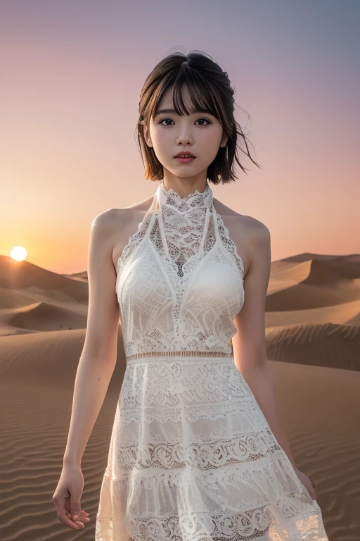 8k, highest quality, ultra detailed:1.37), Eliana, ((18 years)), a beautiful Asian girl, (Sahara Desert), ((cactus)), (snow fall on only trees), (sand surface), (desert sand), ((Evening Light)), Beautiful floral Sundress, ((Random colour dress)), The high-resolution image captures ultra-detailed realism, highlighting Eliana's determined expression, piercing eyes, and confident stance, adding to the authenticity and significance of the image. This visually striking representation showcases Eliana's strength and dedication as a Beauty, cute knees, cactus, Beautiful Smile 1:2, ((Detailed face)), ((Perfect body figure)), ((Detailed hair)), ((Detailed Dress)), 64k, Noval Showing,
