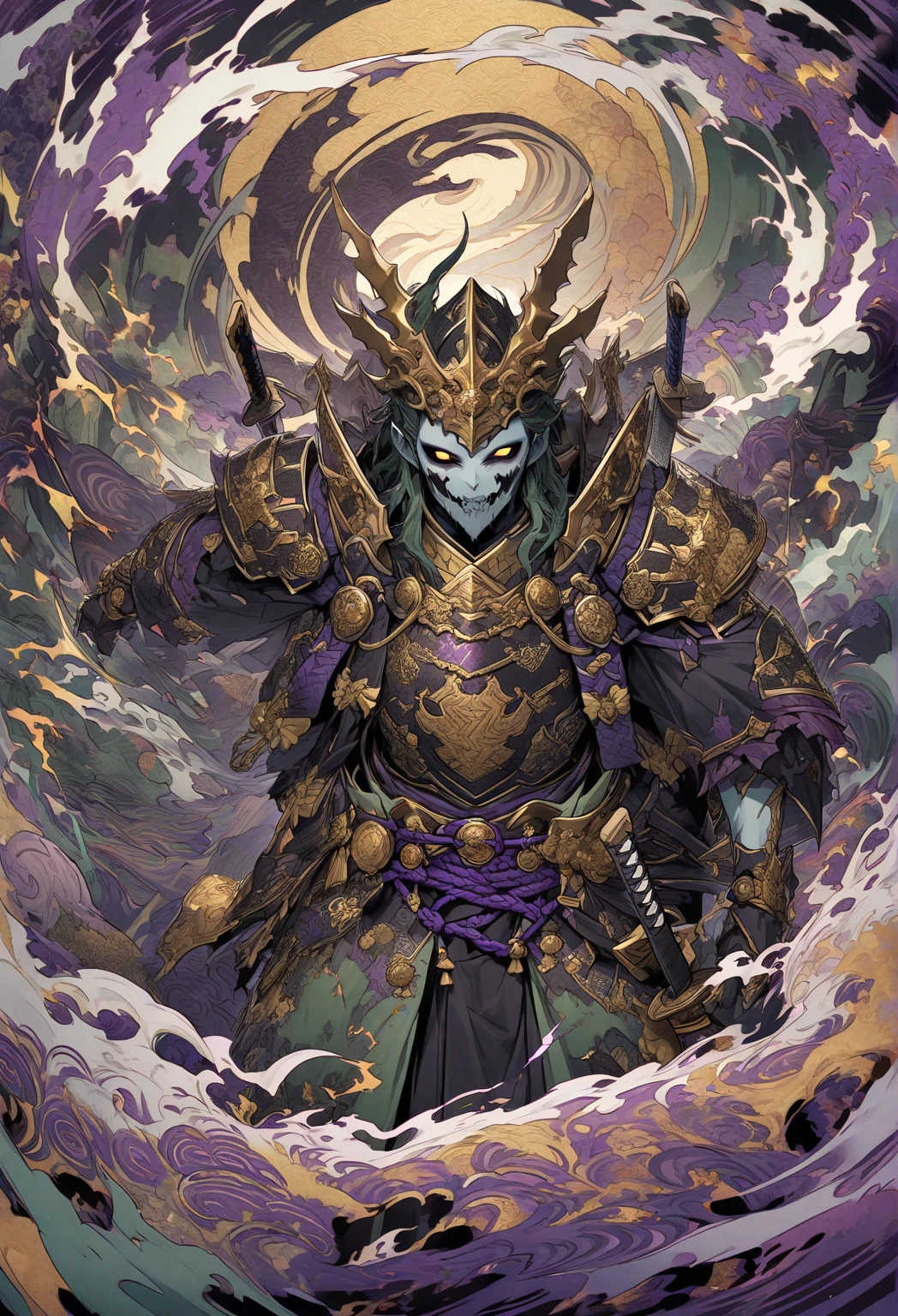 qualidade de obra-prima,8K分辨率,Journey,Monkey king,Qi Tian Great Sage,Black skin,Dark painting style,The Great Sage's eyes shone with golden light,Qi Tian Great Sage's whole body burned with flames,Highlight the details,The Great Sage looked angry,The Great Sage's expression was hideous