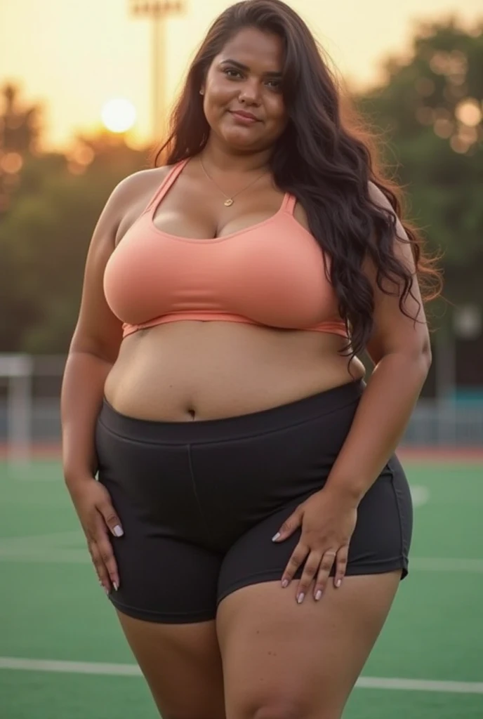 a young African influencer aged 40 with straight long black hair a radiant dark complexion in a sexy gym wear highlighting her slightly slender African curves and with the face of an angel, in night club, dancing with big speakers , wearing nike gym wear, sexy, curvy body, plump body, huge big ass, thick body, curvy body type, voluptuous body type, busty body type, thick body type, big chest, big