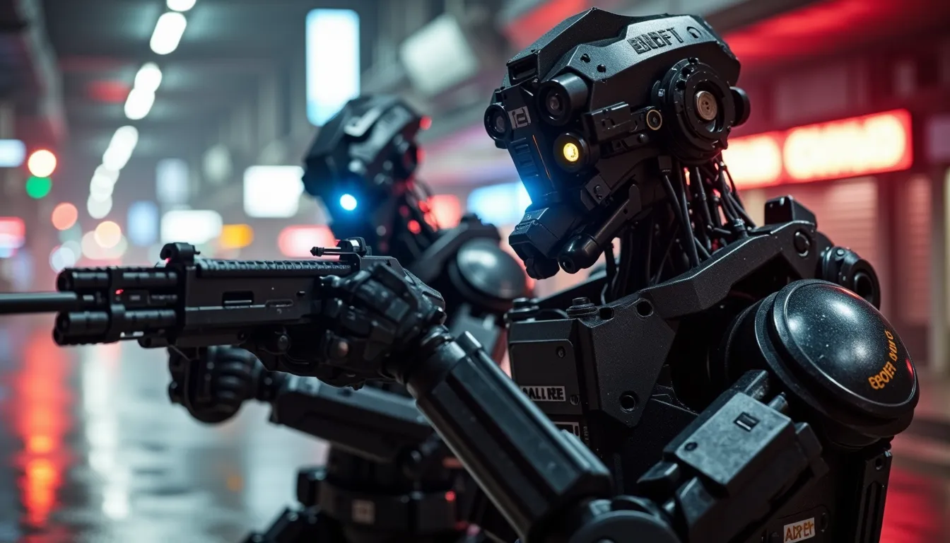 Robots taking over the world Cinematic scenes.
