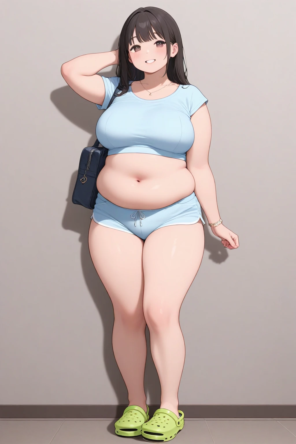 A beautiful Asian woman,Wear only underwear and coats for the upper body,Match the lower body casually,Reveal a plump crotch and buttocks,