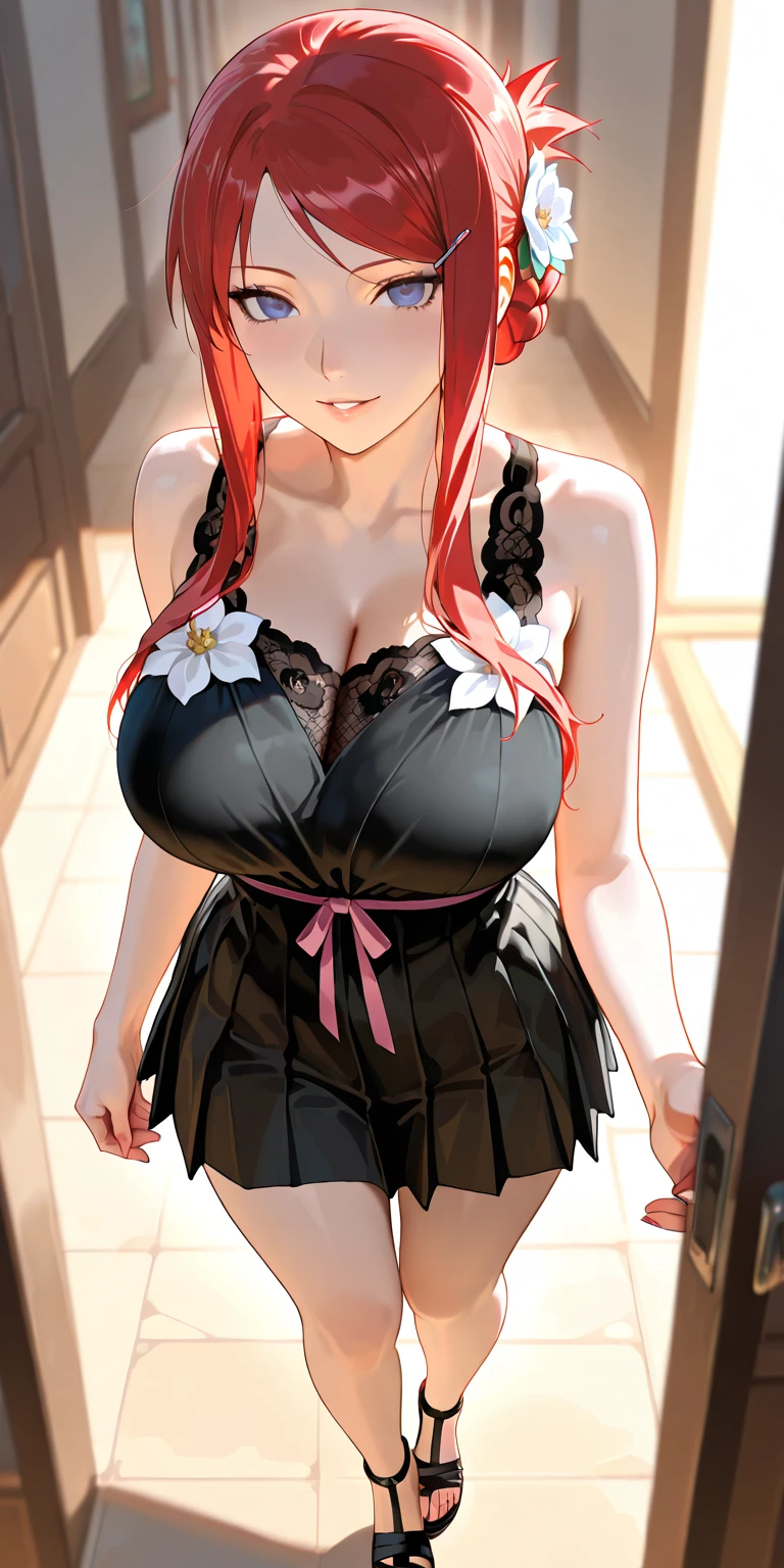 (masterpiece、top-quality、hight resolution)、iruru, In a luxurious hotel room in an imaginary country, a call girl has just arrived. She stands at the door, dressed in seductive, provocative clothing that clearly marks her profession. The room is elegantly furnished with soft lighting, creating an intimate and inviting atmosphere. The call girl has a perfect, seemingly genuine smile on her face, though it is clear her job is to appear pleasing. She is the only person in the room, adding to the sense of privacy and exclusivity. The overall scene exudes a blend of luxury, seduction, and professional charm. nsfw,