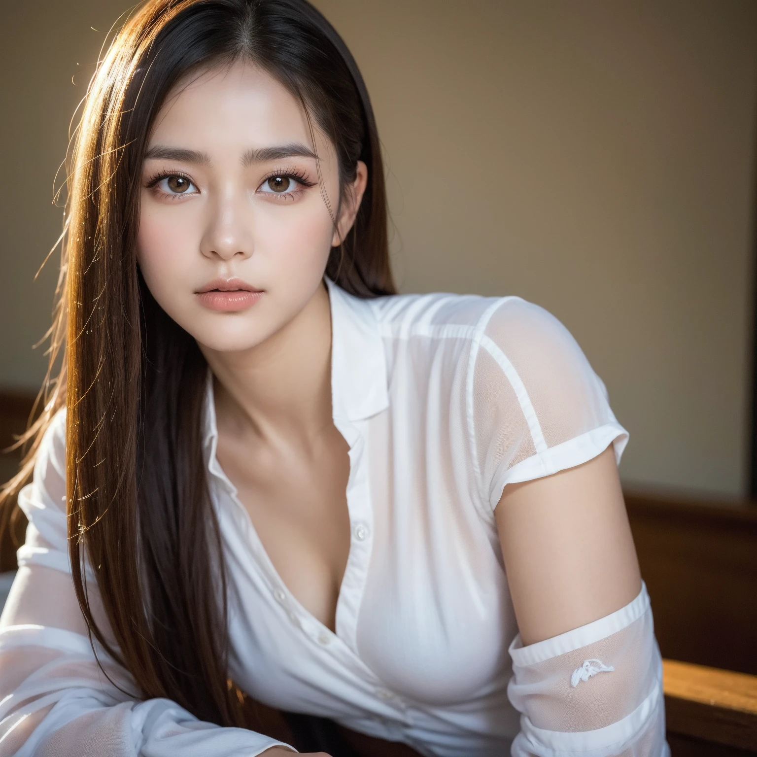 8k, masterpiece, original photo, best quality, Reality, Extremely detailed CG Unity 8K wallpaper, Depth of Field, Movie Lighting, lens flare, Ray Tracing, (Extremely beautiful face, Beautiful lips, beautiful eyes), Intricately detailed face, ((Ultra-delicate skin), Beautiful 1 girl best quality photos, Ultra-high resolution, (Realistically:1.4),Cute hairpin,1 girl,Red long hair,Cropped sweater ,Beautiful slim woman:1.4, on the island,Super thin face,Exquisite eyes,double eyelids,Necklace