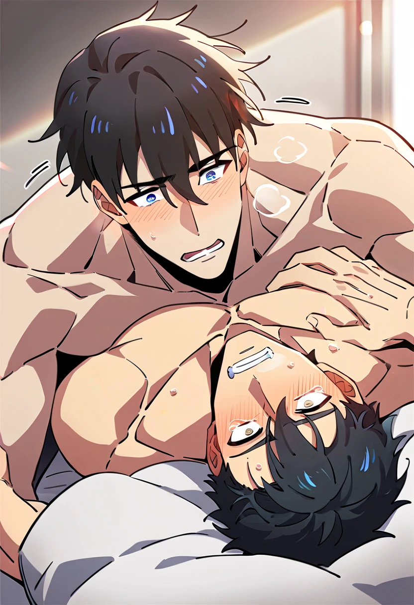 ((highest quality)), ((masterpiece)), (Perfect Face) ,Handsome and young man,A beautiful young man like an idol,He has a big belly due to constipation.,He is defecating,he is suffering,He has a distorted face in pain,He is naked,He is breathing,He is crying from stomach pain,He is crying painfully and enduring it.,He is breathing strongly in excruciating pain.,He is soaked with sweat and tears,His anus is wide open with feces,His anus is red and swollen,He is defecating with his legs wide open, He's crying in pain.,full body,whole body,彼はOn all foursの体勢でうんこしている,On all fours, Crawl on all fours,He has his hands on the floor, He has his hands on the floor.,whole body図,He is breathing with a grimace of pain.,His penis is erect, His male genitals are erect., His dick is erect.
