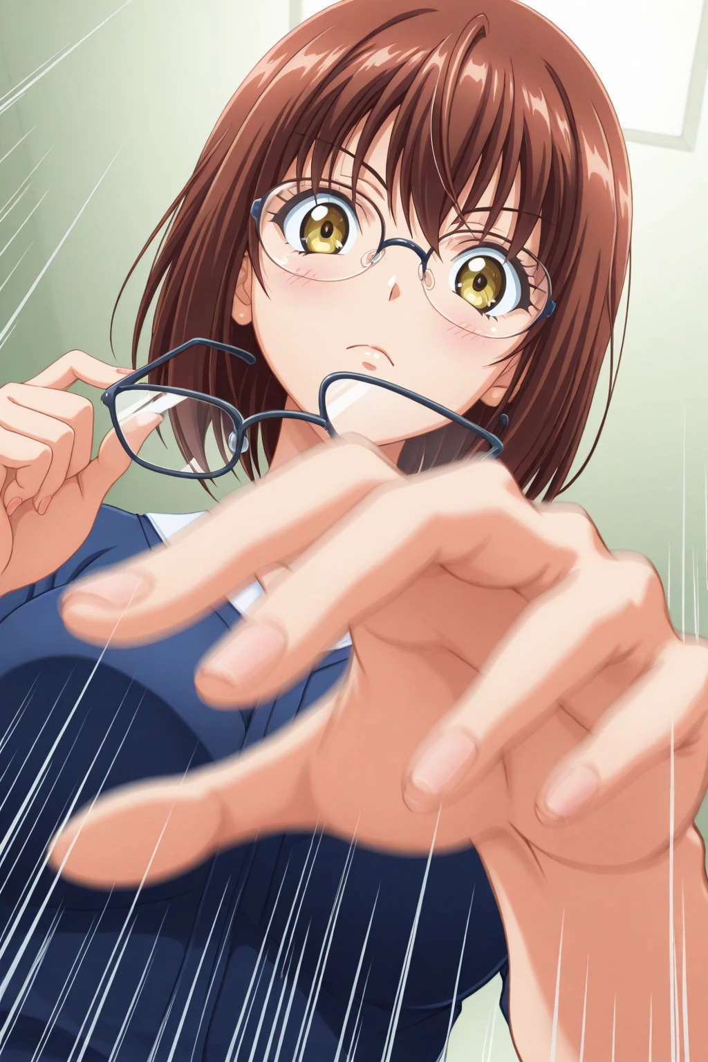 nsfw,uncensored,(highest quality,masterpiece:1.3),disorganized,High resolution,16k, 超High resolution, official art,figure,very detailed,anime color,perfect hands, perfect fingers, perfect legs),cawboy shot from front:1.0),cowboy shot,From side,1girl,solo,idolmaster, (((ritsuko akizuki))), (19yo,beautiful girl,cute girl),(((beautiful dark brown eyes))),(beautiful dark brown hair), (((semilong hair))),(ponytails),(wet hair), (wet skin),((glasses:1.5)),(scatter sweat),(steam),(flat chests,midium breasts),OL, black no sleeve suit jacket, Collared jacket, White dress shirt, Collared shirt, Neckline, button, Black pencil skirt, Black Pantyhose,Stiletto heels,((open clothes)),,,((green bra,green panty)),slip,no makeup, sweaty body),(beautiful eyes, shiny eyes), ((big eyes)),(a big smile),(embarrassed),((one eye closed)),(open mouths),((tongue out)),(deep breathing),(blush cheeks),(happy), (fellatio, Deep Throat:1.4), saliva, (pubic brown hair:1.5), bsp, pussy juice dripping, (sex,doggy stylel),(tall man:1.2), (penis:1.2), (girl hold a penis:1.4), hetero, (cum out:1.2), looking at penis, indoor, office,(expensive), brown pubic hair:1.4), (open vagina:1.5),(bukkake:1.7),(cum on Face:1.5),(cum on hair:1.5),(cum on armpit:1.3), (siting), (squatting),(vaginal penis:1.2), testicle, (a man:1.2), hetero, (lady sit astride on man:1.3), (sex,lady on top,pov), (intense Sex:1.6),