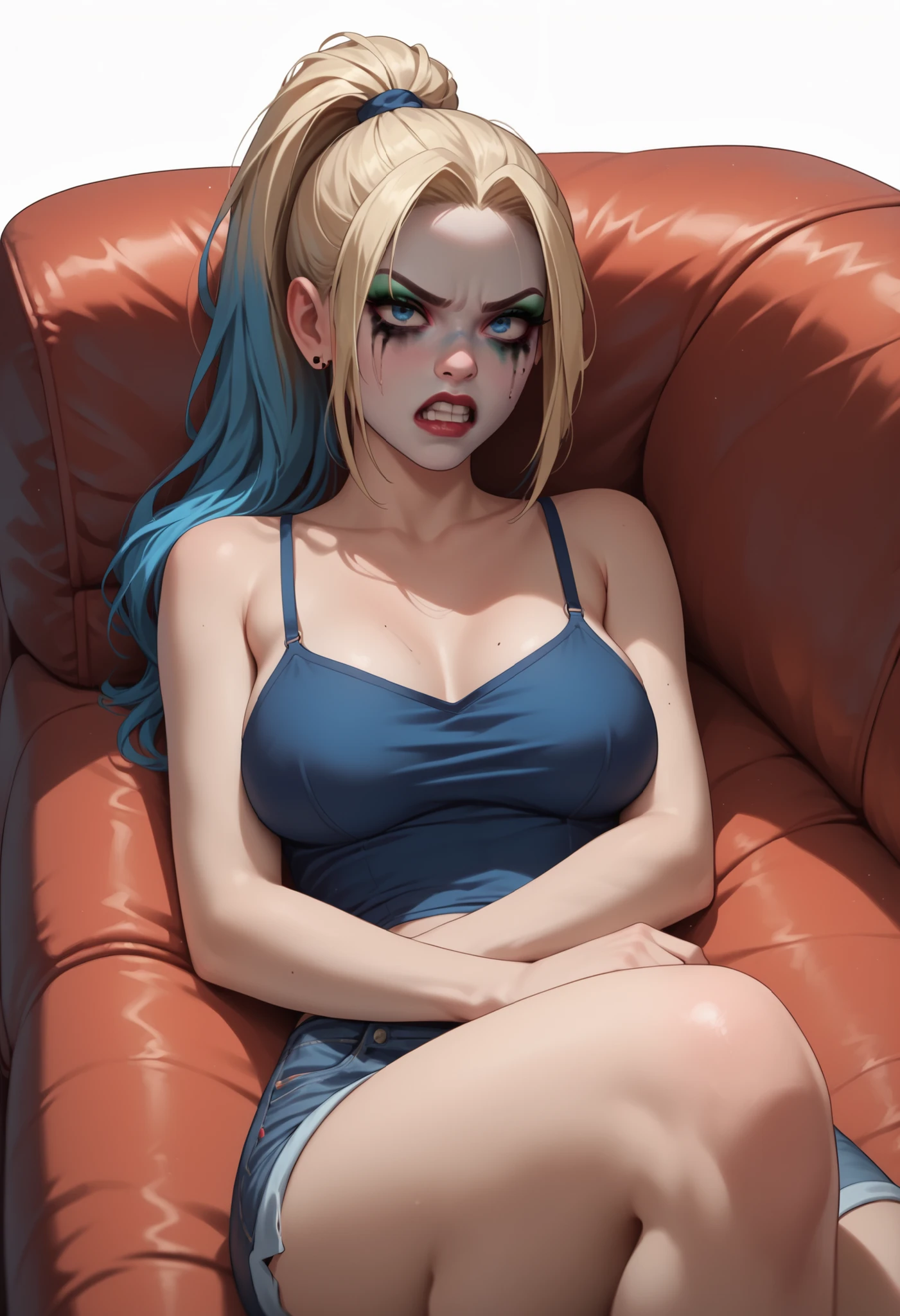 (8K、Raw photo、highest quality、masterpiece:1.2)、(realistic、Photoreal), Perfect lighting, Best lighting, (skeletally correct, correct anatomy, correct nipples, correct fingers:1.2), full body, in bedroom, (nsfw, fucked silly:0.8), (yae-bonbon:1.4), 2 persons, a hetero couple,
(1 girl and 1 boy are having sex, missionary position, bird's eye view, boy on top, penetration sex, penis into vagina, cum, ((she is lying on her back on the bed)):1.8), lovey-dovey, horny, she is crazy about his penis, obedience, slut, sex slave, rape, sex addiction,
(orgasm face:1.4), (cry, tear:1.6), (tongue out:1.7), (wet:1.7),
green eyes, (green hair:1.4), (low-tied_long_hair:1.5), (big hair:1.4), (fishnets, purple short kimono, ninja, purple Japanese clothes, fishnet bodysuit, tabi, no undressing:1.4),
she is mature Brazilian girl, (she has shapely figure and mature hourglass body and big ass:1.3), (her breasts are extra huge, cleavage:1.9), Her waist is thin, (her body is muscle:1.4), (abs:1.2), (she has a cute face), (she has a mature face:1.4), (she has a heart face:1.4), (she has round and big eyes:1.5),