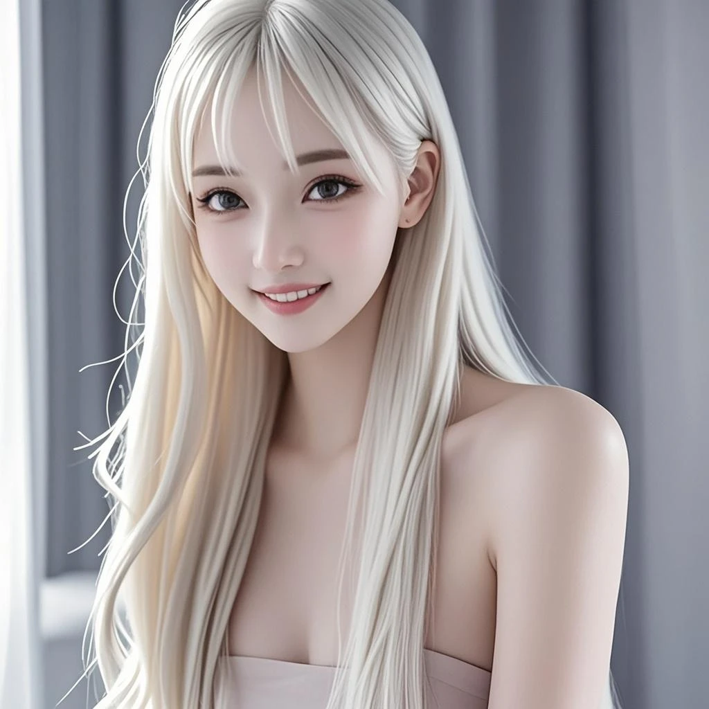 White fox beauty、Japanese、In a dress、8K、cute