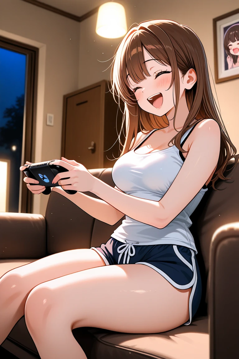 score_9, score_8_up, score_7_up, score_6_up, score_5_up, score_4_up
reisalin stout, choker, beret, crop top, black panties, fashion,
playing games, playstation controller, excited, sitting, couch, living room