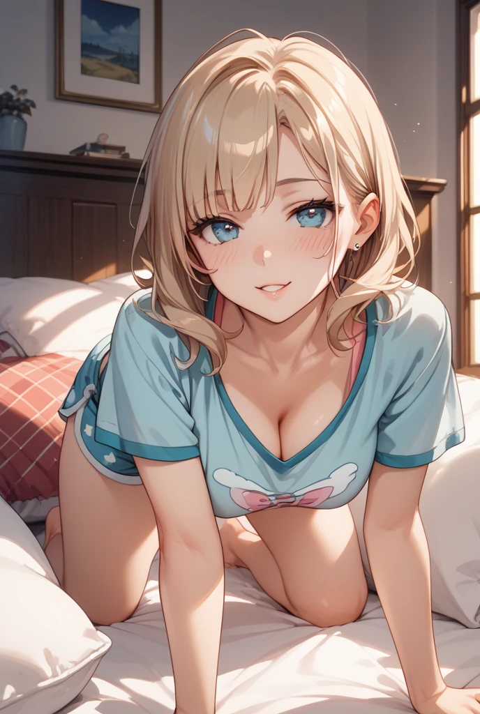One Girl、Miramax Well、Shifting underwear by hand、Light blue bra、Nipples are visible、solo、For rest、High Resolution、Absurd、
