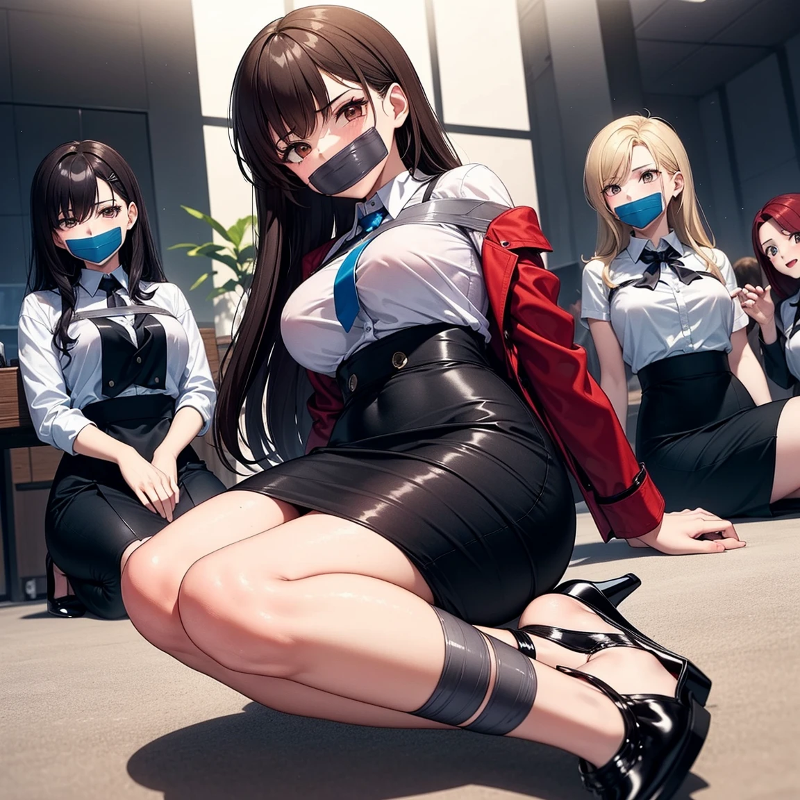 masterpiece, 最high quality, High resolution, Final Fantasy 7、Tifa Lockhart、Black torn clothes 、Black ripped pantyhose、Dark church at night、sexy、Wearing a mini skirt、Thin legs、Big Breasts、Slim figure、high quality CG Tone、Torn black panties、Surrounded by sadistic women、Sitting in a chair and being restrained、Black blindfold、While wriggling the body、trembling、Insert the vibrator into your genitals、Forceful spurt of clear fluid from the genitals、The women around me poured lots of clear lotion on me...、Intense orgasm moment、panting loudly、Please open your mouth wide、黒いsexyな服、A slimy state