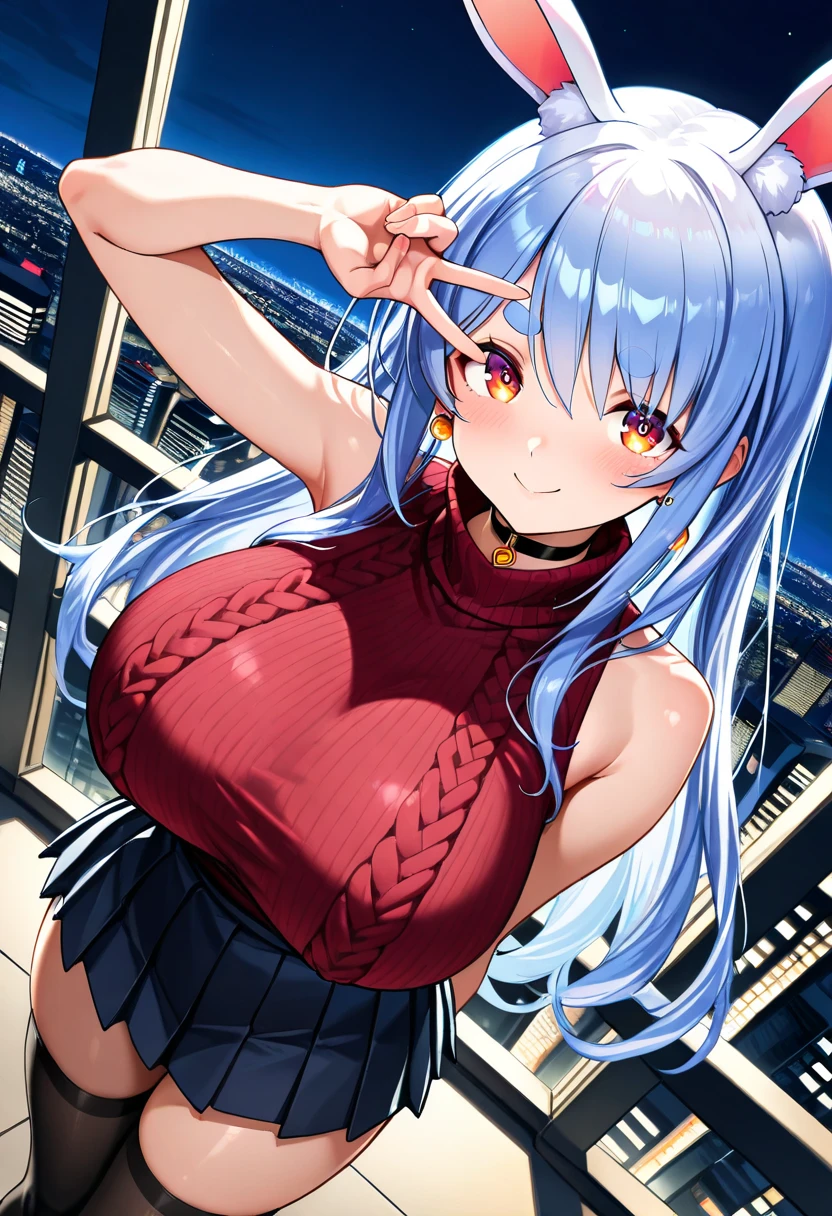 (( close、16K、Highest quality、Attention to detail、Rich skin detail, Browsing Caution))、 (Beautiful Eyes), ((Huge breasts、Armpits、Hands behind head))、 ((Red bodysuit、Black knee socks))))、(blue eyes)、((Golden Hair、Twin tails、Long Hair、Straight hair)), ((blush))、(Wide Hips、Thick thighs)、((((smile、Show me your teeth、Embarrassing))))、((city))