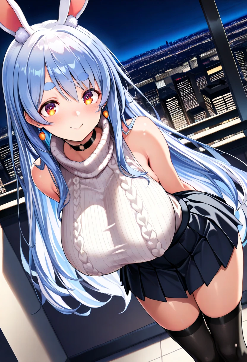 esdeath, esdeath, blue eyes, blue hair, long hair, (small breast:1.2), smile, grin,
BREAK boots, choker, cleavage, collarbone, hat, ice, military, military uniform, peaked cap, thigh boots, thighhighs, uniform,BREAK looking at viewer, full body,BREAK indoors,
BREAK (masterpiece:1.2), best quality, high resolution, unity 8k wallpaper, (illustration:0.8), (beautiful detailed eyes:1.6), extremely detailed face, perfect lighting, extremely detailed CG, (perfect hands, perfect ???????),street, city, wet road, reflections.