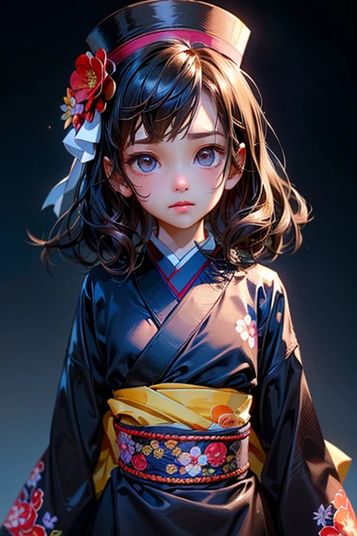 A kimono with 5 layers layered only on the visible parts of the collar, sleeves, and hem:1.6