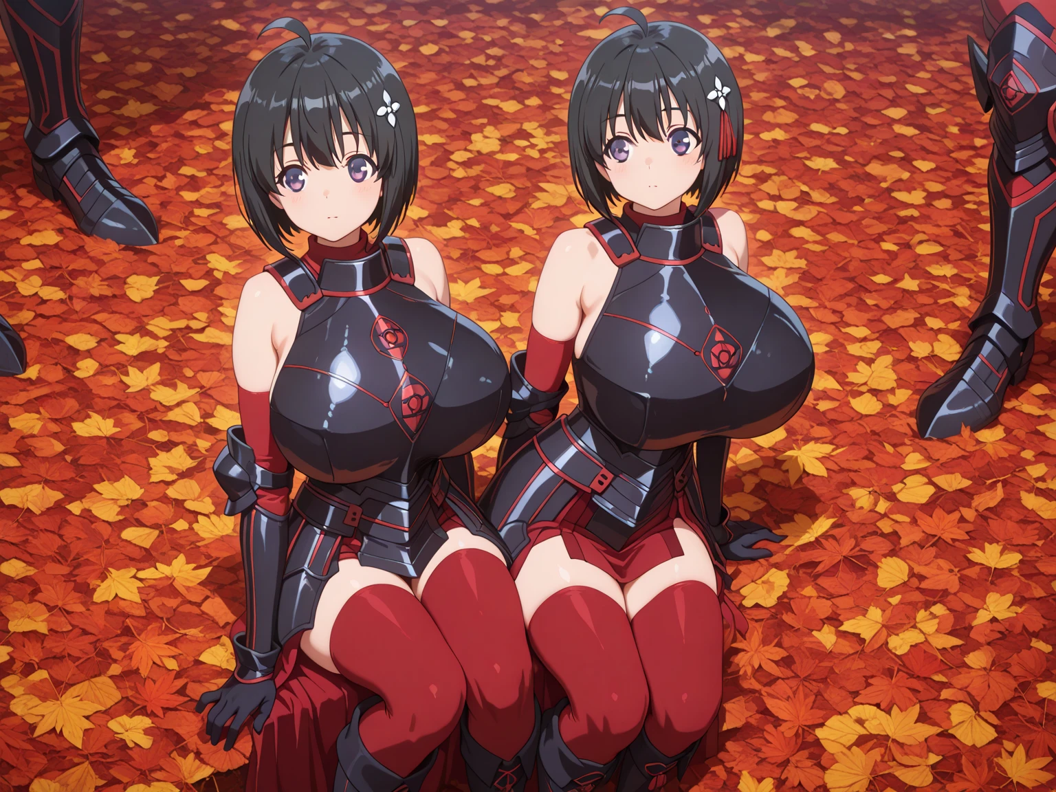 4 female busty robots surround one man, Utopian World, giga_busty
