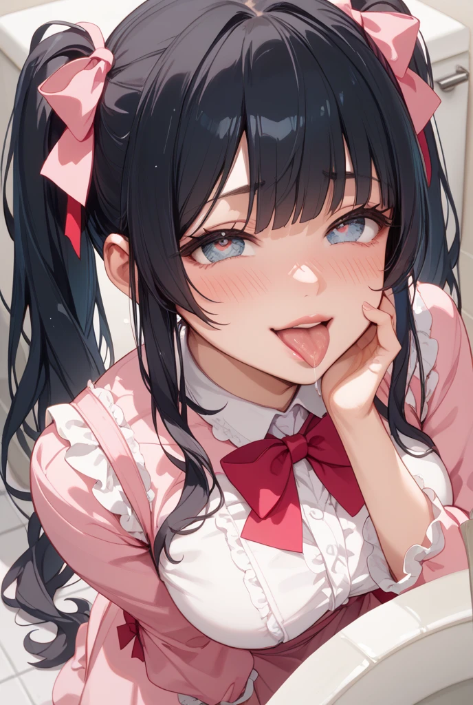 (8k、Best image quality、highest quality、masterpiece)、Detailed face、((One ))、mesugaki、Big Breasts、During sex、Peeing、Showing pussy、(Blushing:1.3) 、Ahegao、強烈なAhegao、(Open your mouth and stick out your tongue)、saliva、climax、Roll your eyes、Tears、Long Tongue、Squirting、(Black Bunny Girl Costume)、Accentuate your breasts、black tights、(Show inside of mouth)、Open your mouth wide、Cover your chest with your hands