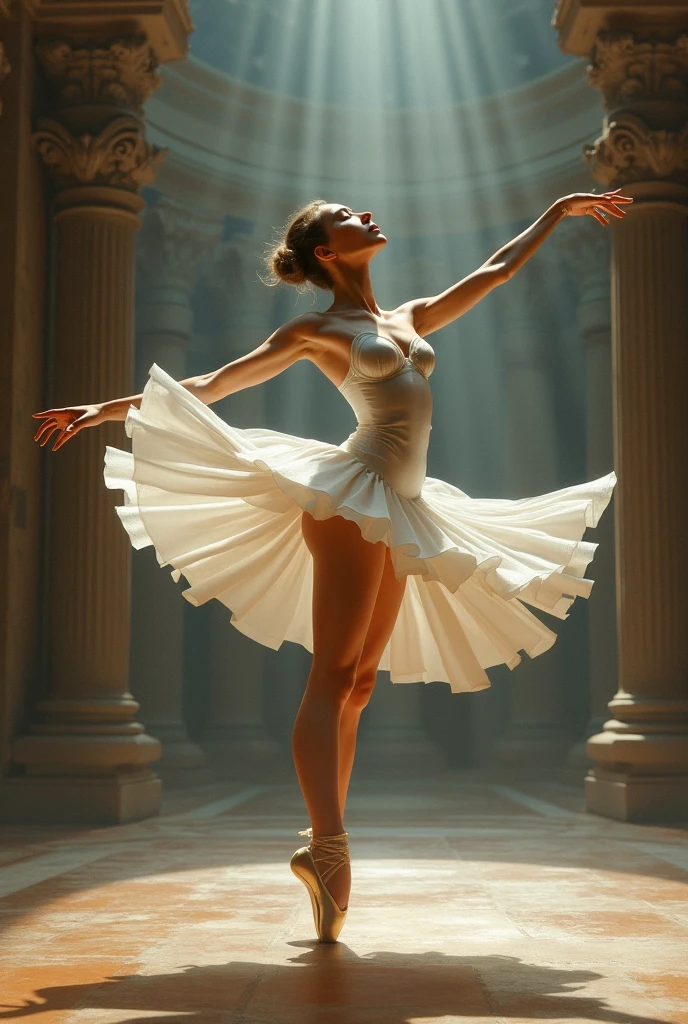 A graceful stunning girl dancing ballet
