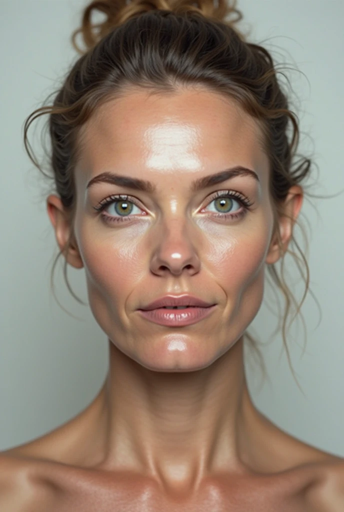 photo of sofia vergara headed alien with a (transparent glass head), (bioluminescent Peach Fuzz circuit brain is visible), intricate biological details, natural biological texture, transparent glass skin, golden hour,uhd, high detail, insane details, dslr, sharp focus, detailed