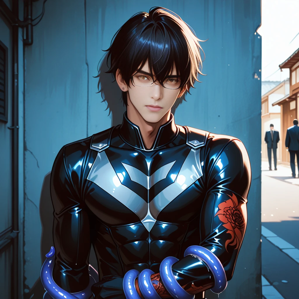 Exposed teeth, Frown, naked, closeup of face, large areolae, masterpiece, best quality, extremely detailed, intricate, 1boy, white torn sport tights, bikesuit, muscular male, 6 pack abs, big pectoralis, shiny white skin, bare pectorals, detailed face, naughty face, black eyes, short black hair, shiny blue necklace, looking at viewer, manly, sweating, moist body, Park, night, NSFW, erection, butt, briefs, thong, asshole <lora:PSCowgirl:1>