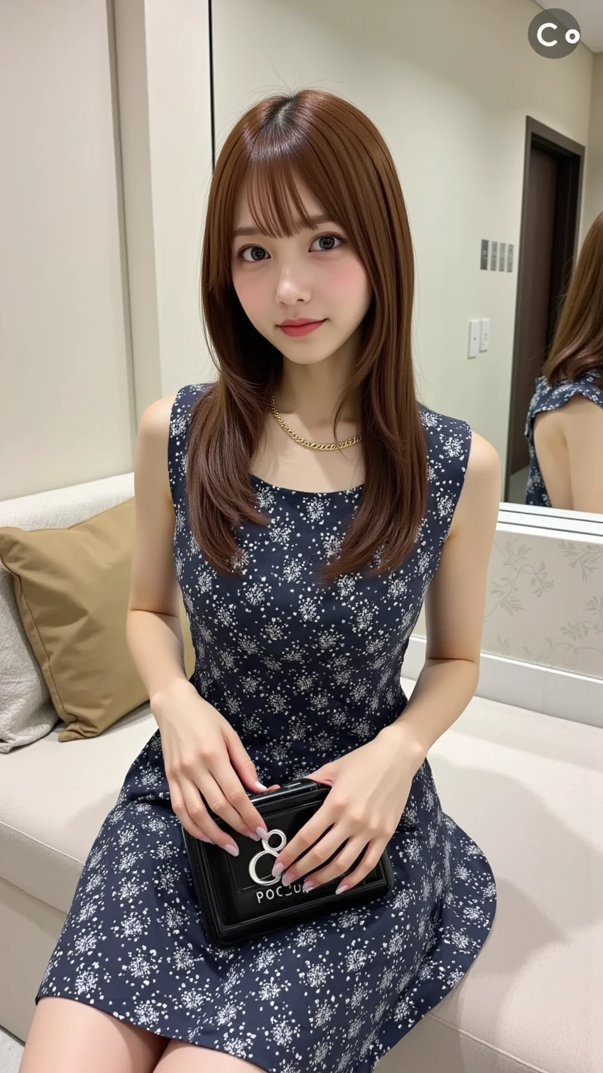 (Highest quality、masterpiece)、Various poses、(((Are standing)))、Browsing Caution、Cute Dresses、8k、1 girl、Staring at this、(((Embarrassed laugh)))、living room、First shoot 、View your viewers、Wavy、