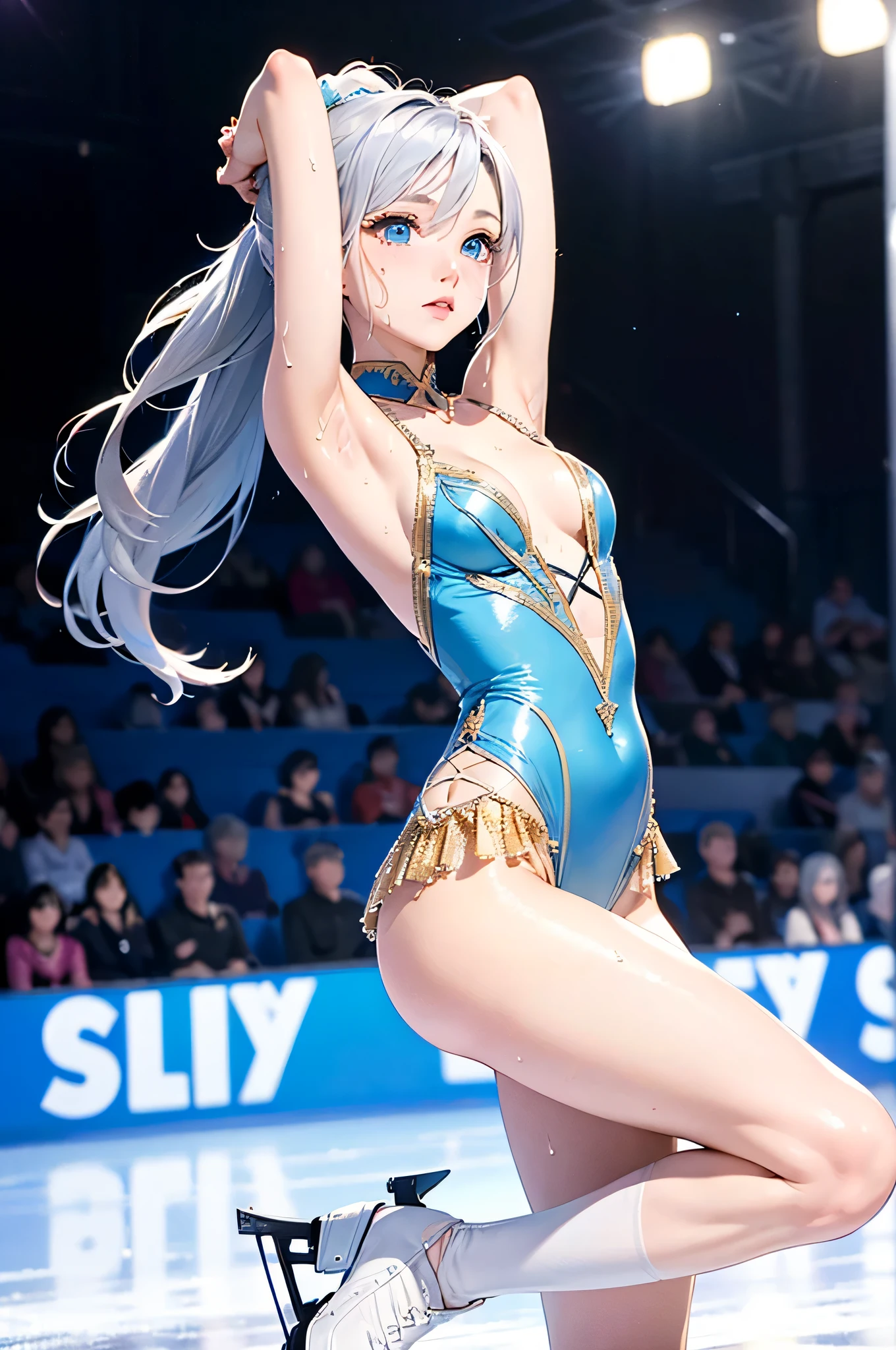 Ice dance from the glory of the king,Figures,Super cute girl full body 3D girl character,3D,Sexy clothes,Pop Mart blind box,Wallpapers,realisticlying,three-dimensional light,dancing posture,dynamicposes,simplebackground,the golden ratio,multiple angle,The atmosphere is adventurous,Adult manga style,Realistic physical rendering,Glowing skin,detailed skin textures,full bodyesbian。