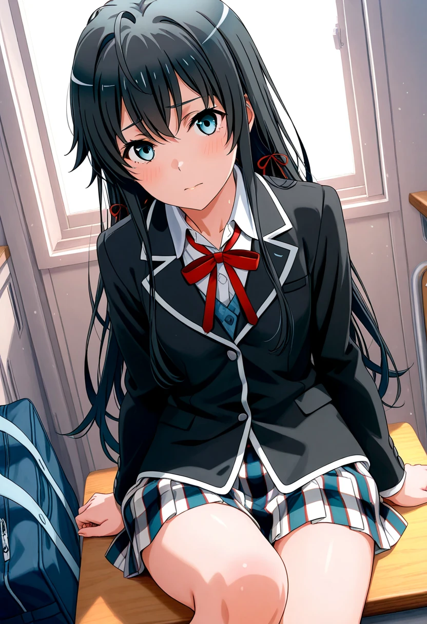 1girl, ((((Masterpiece))), Best Quality, Best Quality, High Detail, Azusa Nakano, 1girl, Sakuragaoka High School Uniform, Musical Instrument, School Uniform, Twin Tails, Long Hair, Black Hair, Brown Eyes, Solo, Red, Dark blue blazer with a thin ribbon of red, Solid white button shirt under blazer, Illustration, Cartoon, Soothing tones, Muted colors, Soft cinematic light, Adobe Lightroom, Photo Lab, HDR, complex and highly detailed, (((depth of field))))). (((Masterpiece))). (((highest quality))).) ((super detail))). (((Illustration))). (((Outside))). (((fighting stance))).,(((Lying down))).dynamic focus.small breasts.. (((Face of sadness))). Open mouth.Close your eyes.Clench your fists.Ground.Lie on your back.