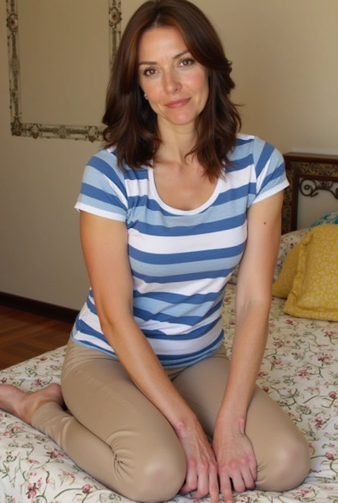 there is a woman in a blue blouse reading a book, usando roupas sujas de viagem, her belly button is exposed, digitalizado, high - resolution scan, foto muito precisa, 8k
