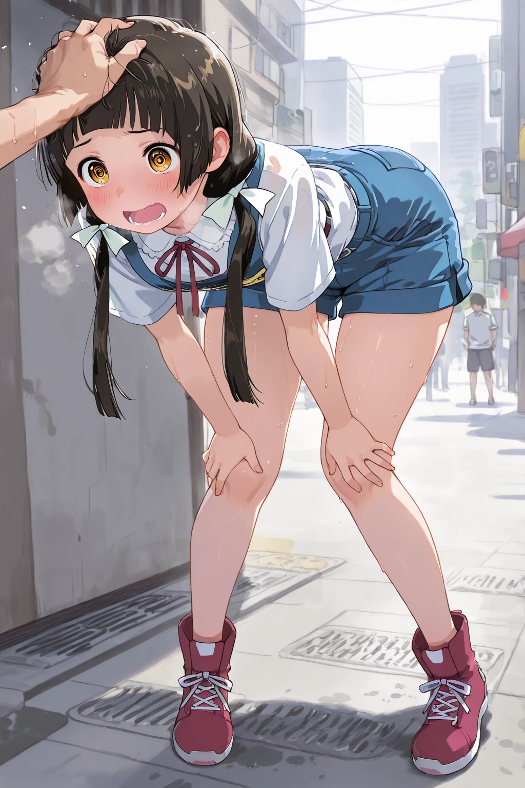 (msfw:1.3), (Realistic, photo Realistic:1.2), ((Highest quality)), Shift the center of gravity backwards, Quite embarrassing, White panties, (Showing panties:1.4),タイトskirt, (Panty shot:1.3), (skirtをまくり上げる:1.3), (Squat:1.4), (Spreading pussy:1.2), Place your heels on the ground, Spread your legs, Squat with your knees up, Attach your butt to the ground, brown penny loafers, Beautiful facial details, Real human skin, Gentle expression, Front view, angle From below, Realistic, photoRealistic, cute, skirt, Squat deep on school grounds, cute school girl, Japanの女子高生の制服, Haruka Hirose、Left 4 Dead Arcade、Japan 、Short Bob、Brown Hair、black eye、Mid-breasted、((White short sleeve shirt、Grey bow tie、グレーのチェック柄skirt、プリーツskirt、White High Socks、Brown leather shoes):1.5)、JK Uniform、Frayed uniform、cute女子高生, whole body,smile, 自然なsmile, cutesmile, 魅惑的なsmile, (Looking at the audience:1.2), from before, From below, from the front