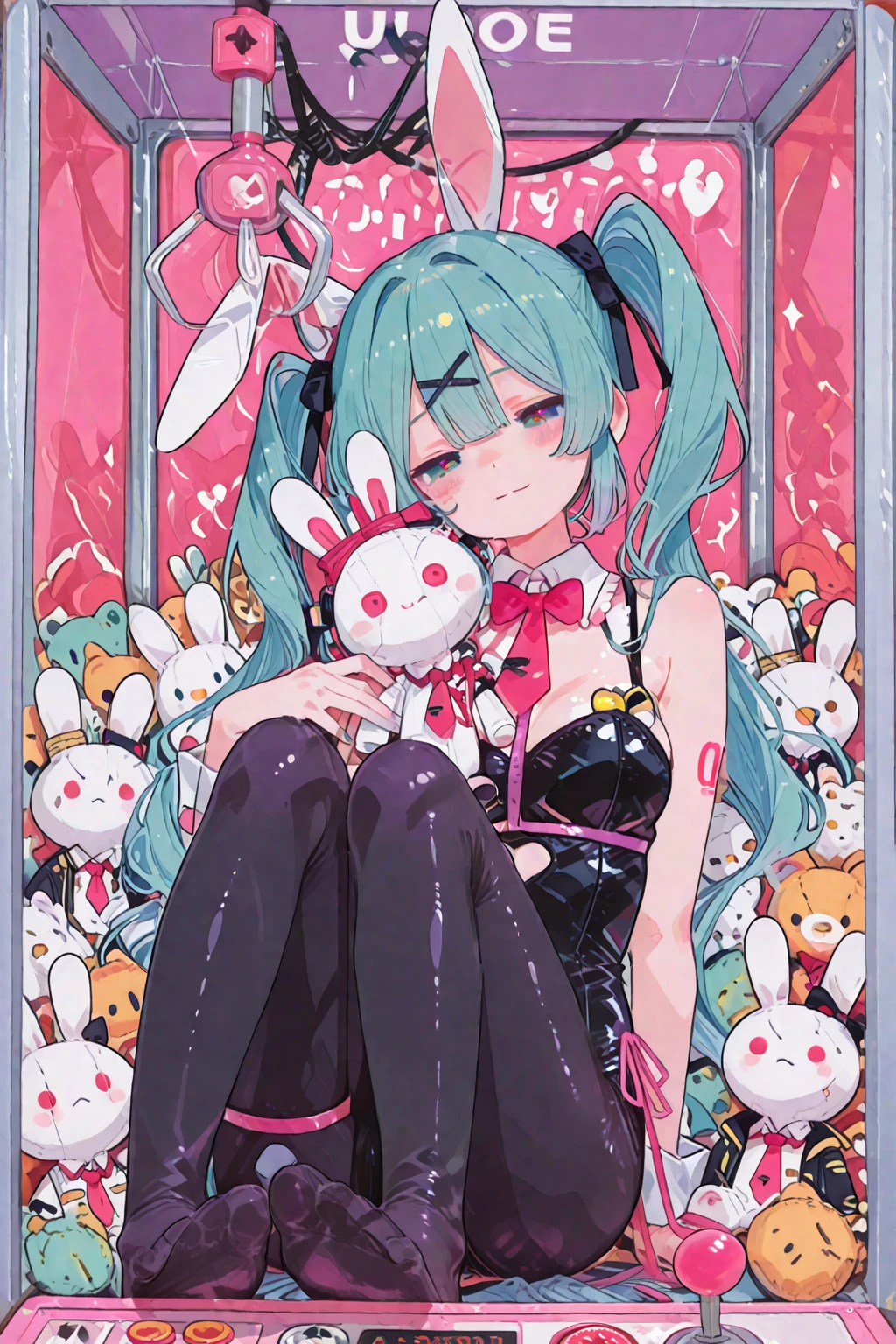 A creative animated illustration of a girl in Menhera style, with a dark and kawaii touch. She wears a with medical details like bandages and patches, and is surrounded by elements that mix tenderness with the disturbing., like torn stuffed animals and pastel colored syringes.