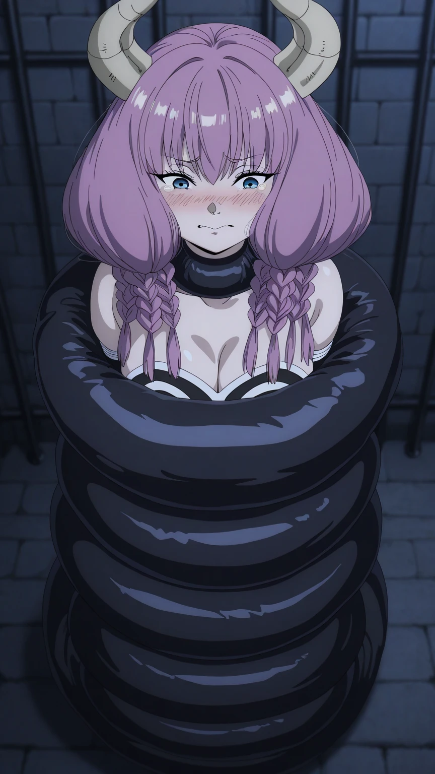 masterpiece, Highest quality,High resolution,Dorothy, Pink Hair、Bright Blue Eyes、Big black eyes、Braiding, Black Dress、Cowboy Shot、Line art、Pencil drawing、comics、alone、One、Torn clothes、tits、Large areola、Nipples、Embarrassing、Battle Scenes、tears、(In the cave),(monster),(((Many tentacles wrapped around the body))), One girl, alone, ,((Many tentacles bind his arms)), Large Breasts,Troubled expression