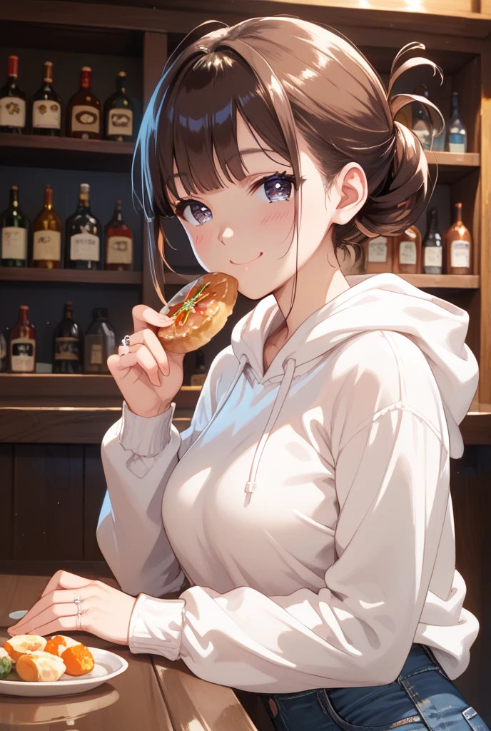 Eating Donuts, The background is a cafe, Stuffing oneself with a donut, Big eating challenge, Misaka Mikoto, 1girl, black choker, uhd, retina, masterpiece, ccurate, anatomically correct, textured skin, super detail, high details, high quality, best quality, highres, 4K