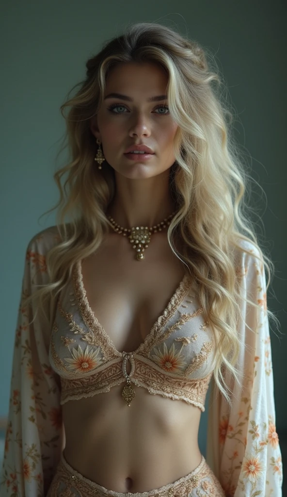 professional, (4k photo:1.1) by (Jeremy Lipking:0.3), (Dittmann Anna:0.3), (Arian Mark:0.3), (Sharp focus:1.3), high detail, beautiful detailed face, hazel eyes, long blonde hair, (attractive young woman:1.3), (completely nude full body shot), (seductive:1.1), (blushing:1.1), hourglass body shape, small round breasts,