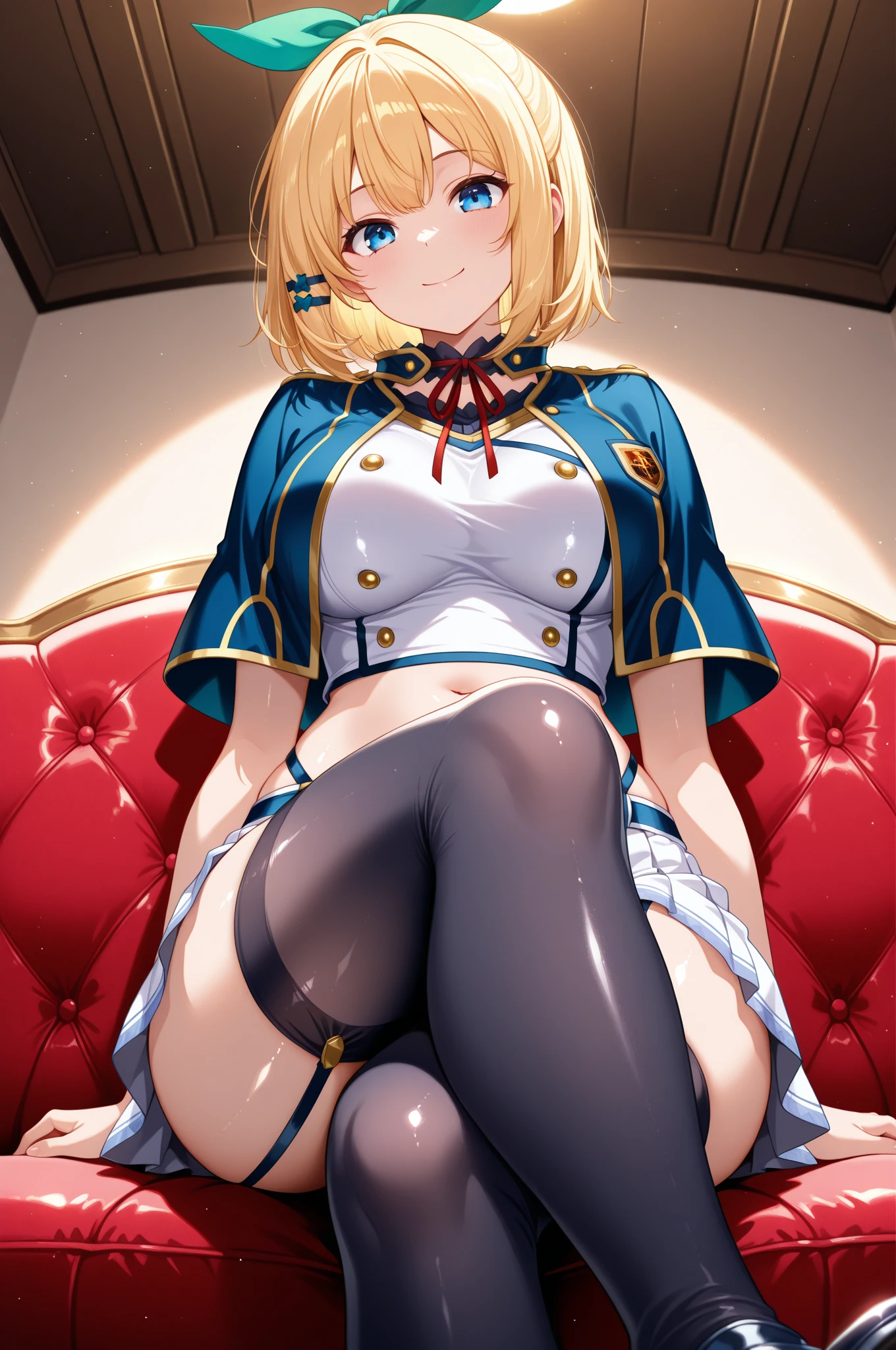 score_9,score_8_up,score_7_up,book_holster, detached_collar, white_pantyhose, barbara_\(genshin_impact\), 1girl, detached_sleeves, white_sleeves, twin_drills, solo,, , blush, white_dress, bare_shoulders, lying on bed,(spread_legs, revealing ,nekad ,after_sex,1.5),