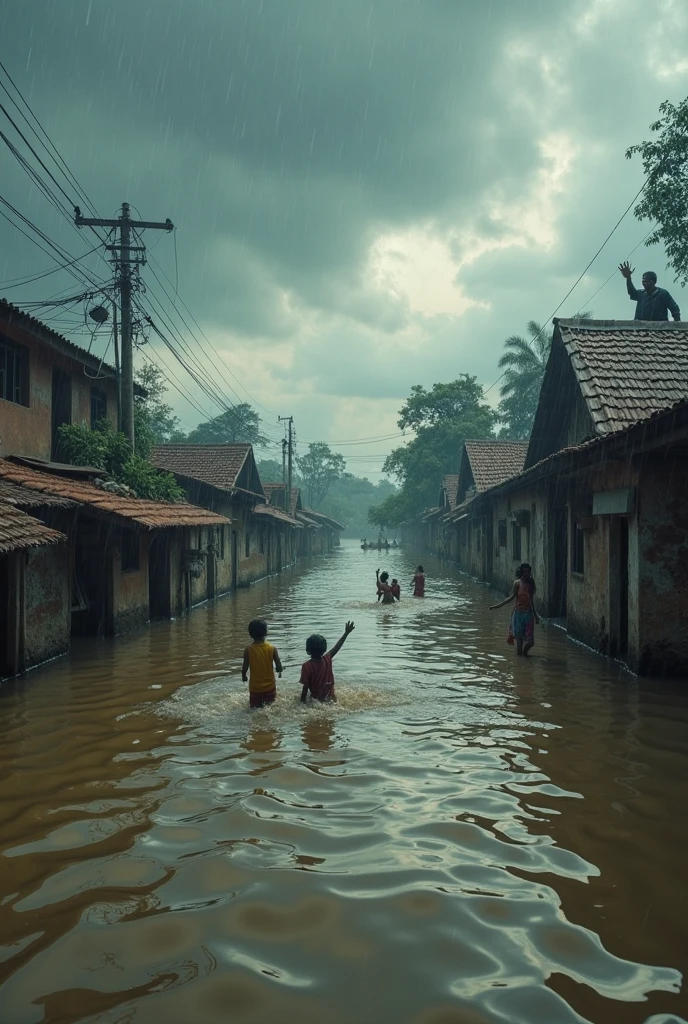 Flood in Bangladesh with over waterflow and sinking some peoples with crying emotions