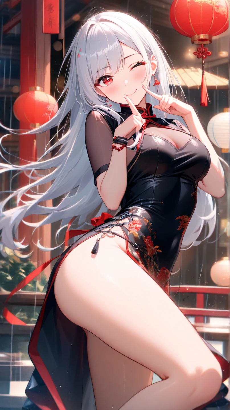 Slender beautiful girl, alone, school swimsuit, oiran , high resolution, top quality, fine details, no blush, knee high, highlight, small breasts, dynamism, sagging eyes, lowered eyes, makeup