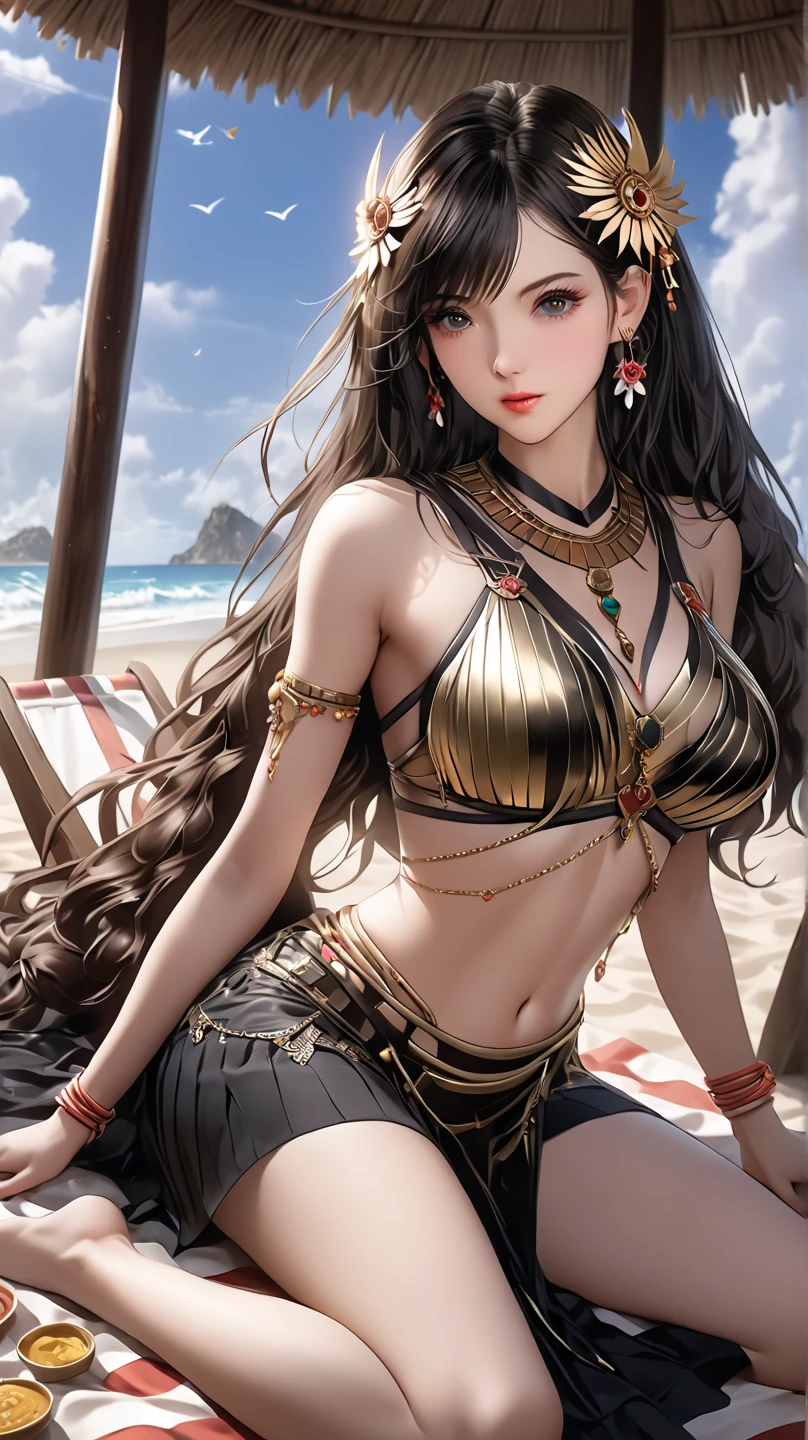 yukino yukino shita in slavekini, beach, sand, clear water
