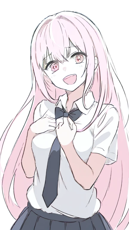 1 girls, White shirt, black tie, red eyelids, Long hair, Big breasts, sexy body, Realistic, high-detail