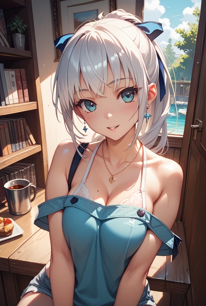 professional artwork, Intricate Details, field of view, sharp focus, detailed painting, photorealistic lighting, trending on pixiv, Standing at attention, ((school girl, summer school outfit)), ((large breasts:1,3)), Beautiful body,Beautiful Nose,Beautiful character design, perfect eyes, perfect face, looking at viewer, SFW,official art,extremely detailed CG unity 8k wallpaper, perfect lighting,Colorful, Bright_Front_face_Lighting, (masterpiece:1.0),(best_quality:1.0), ultra high res,4K,ultra-detailed, photography, 8K, HDR, highres, absurdres:1.2, Kodak portra 400, film grain, blurry background, bokeh:1.2, lens flare, (vibrant_color:1.2), shikkoku_yorihime, (seductive look), ((looking at viewer, front body pose))