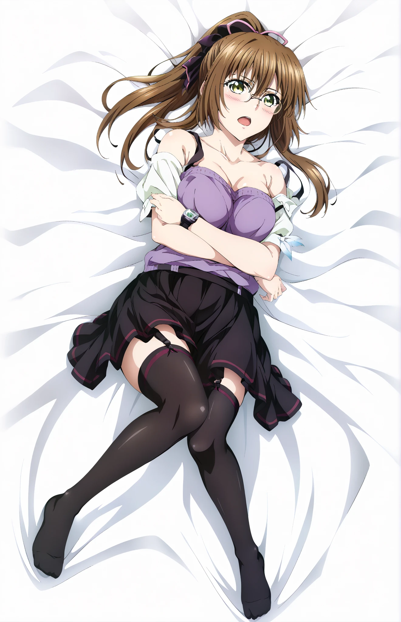 1girl, standing, slim, small , ((only purple bra, shirtless purp skirt)), (visible purple bra), surprised, angry, Black hair, brown eyes, long hair, sitting, blush, bare legs, , in school, masterpiece, detailed, high quality,Anime girl sitting on the ground，legs crossed, Beautiful Anime High School Girls, beautiful anime girl crouching, anime moe art style, Smooth anime CG art, anime best girl, Cute anime girl, (Anime girl), attractive anime girls, seductive anime girls, Anime girl, An anime girl, iwakura lain, the anime girl is crouching, pretty anime girl, mizuhara，Being in a hotel，on top of the bed，(Lying on her back in bed:1.5)，(Open your legs:1.2)，(The legs are lifted by the man and placed on the shoulders:1.2)，(Being touched by men:1.5)，(Being stroked by a man's crotch:1.5)，Top-down view，mizuhara chiz
（（（tmasterpiece）））， （（best qualtiy））， （（intricately details））， （（ultra-realistic realism））， Ridiculous res， A MILF， Mature woman， ssee-through， highly  detailed， illustratio， 1. Mature women， （（Large breasts））， (areola of breast)，perfect hand， detailed finger， Beautiful detailed eyes， Wavy curly hair，with brown eye， name badge， vd， （the maid outfit:1.2）， aprons， Get wet，The breasts were about to spill out of the clothes， (Purple pantyhose:1.1)，neck rings，耳Nipple Ring， detailedbackground， Bedrooms， perfect  eyes， Seductive eye，Cocked buttocks，Reddened face，(weeping:1.2)，Confused eyeasterpiece, best quality:1.4), delicate girl, cowboy shot, (on back, lie in bed, lie stretched out on a bed, lying down:1.2), violaceaess, gardeniass, 8k, 50mm portrait, raw photo, absurdres, purple bra and pantie, looking at viewer, large breasts, thin arms, thin waist, thighs, facelight, clear lighting, film grain, chromatic aberration, [:(detailed face:1.2):0.2], bedroom, simple background, (masterpiece), mature school girl, sexy, posterior, floral lace undies, natural light, photorealistic, cameltoe, diffused light, depth of field, white skirt, steam, (lift skirt), (urination), l