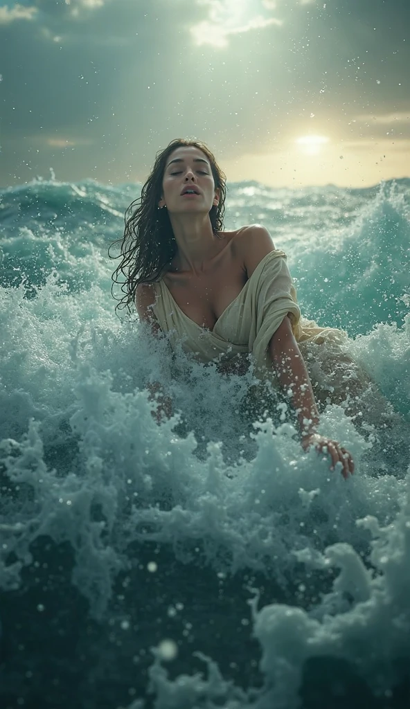 extreme close up photo of sexy Latina, big cheeks, curvy, hourglass figure, swooping breasts, deep cleavage, open arms, sexy armpits, seducing on mountains, ponytail, necklace, blue see through strapless saree, look at viewer and subtle smile, (cinematic:1.3), intricate details, (ArtStation:1.2) nude