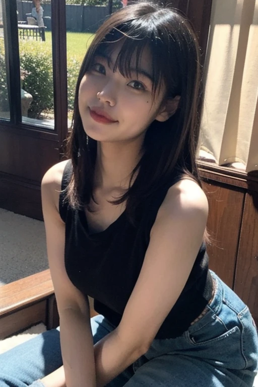 Armpit Hair、Show both sides、High heels(Black)、pantyhose(Black)、garter belt(Black)、Big Breasts、Long Hair(Black、straight)、Squat、Leg spread、Married Woman、first round、Voluptuous、Puddle、Outdoor、garden、Cherry Blossom Viewing、cherry blossoms