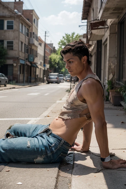 Best Quality,4k,8K,hight resolution,Masterpiece:1.2,Ultra-detailed,Realistic,Photorealistic:1.37,Gay boy Roy and Gore from the future,(Futuristic,Sci-Fi) portrai,Metal textures, The upper body is open, The legs are open from the hips to the feet, Decorated with a beaded beard, Loose long curls, intricate muscular details, Photorealistic works of art, 4k resolution. Background: Ancient Roman Arena,32K UHD, Best Quality, Masterpiece, super detaill, High Details