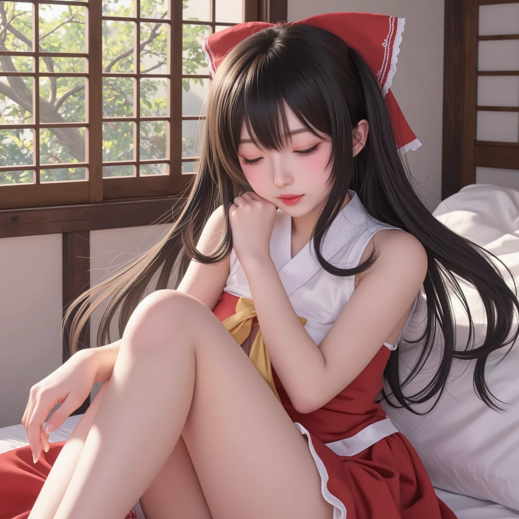 there is a woman laying on the ground next to a man, the anime girl is crouching, beautiful anime girl squatting, a hyperrealistic , hyperrealistic , sitting on the ground, realistic , photorealistic anime, hugging her knees, beautiful anime high school girl, artwork in the style of guweiz, anime girl in real life