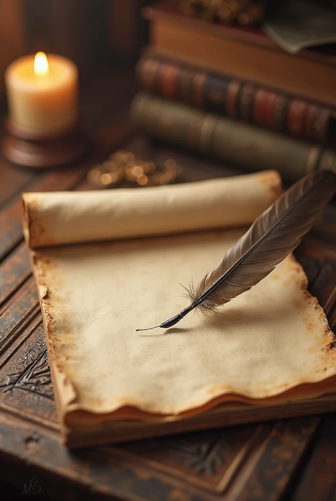Old open book with ink and pen