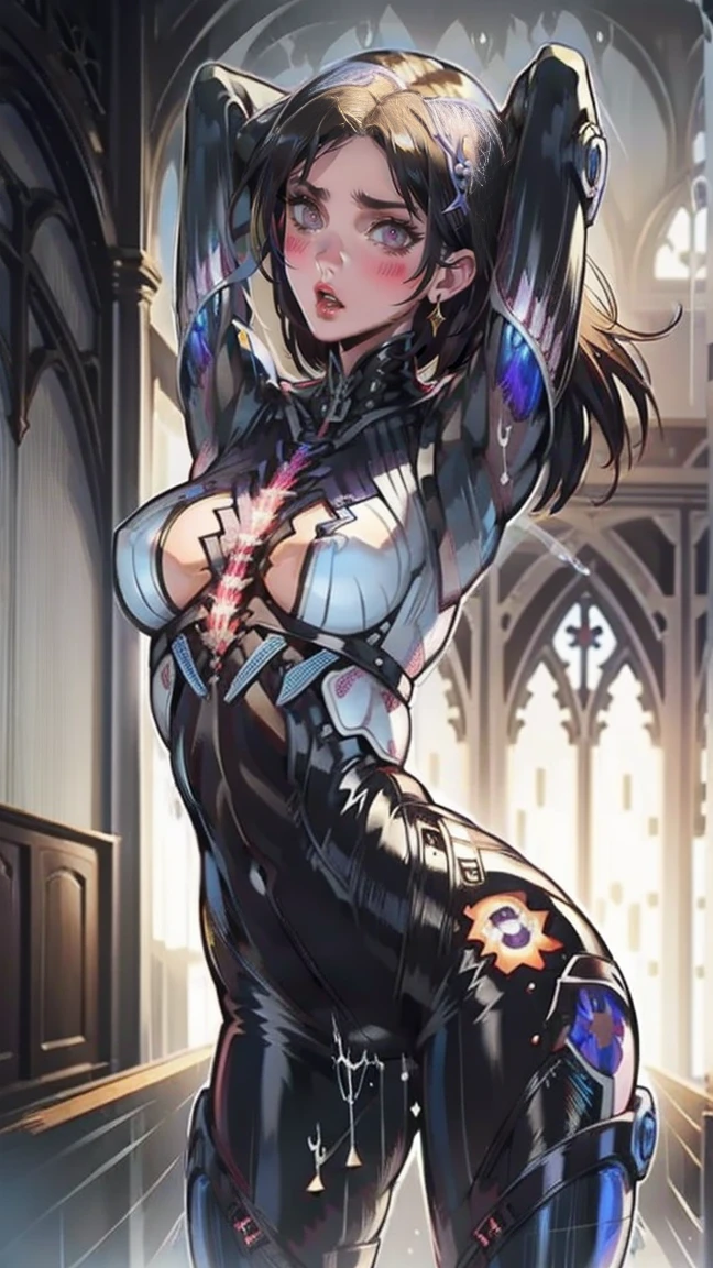 (Enrich the picture,Masterpiece level quality)Beautiful 8K CG artwork,Goddess-like posture,Kneeling exercise,Slim and soft,Translucent skin,Pink hair、The beauty of extra-long hair, Super Long Straight Hair,The skin is fair and juicy,Big breasts lingerie miniskirt uniform,Perspective Part 1.2x enhanced silhouette effect,Exquisite transparent blues pattern in pajamas,The details are intricate and exquisite,The background is slightly blurred,Charming and lustful leg seduction,Drool,Q cup big breasts,Blush,Japan goddess,Perfect body slim curves,Scene by the sea,The shirt is fully open: 1.4, The chest is completely open, Shirts are worn over underwear, (Shirts are worn over underwear: 1.3),