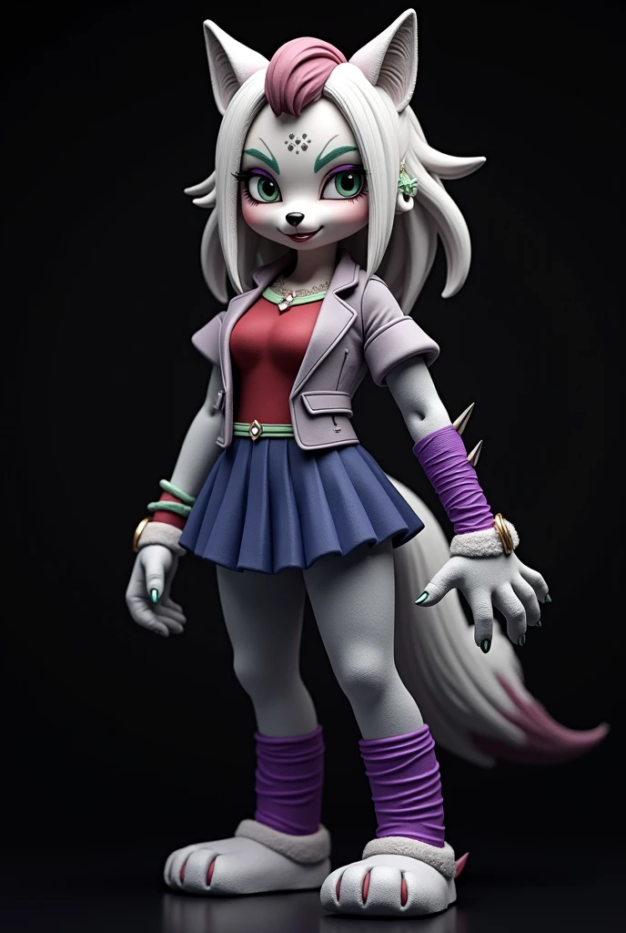 vibrant colors, 8K, high resolution, highly detailed, masterpiece, ((my little pony)), (black striped white hair), (pale white body), (gray eyes), standing, big breasts, beautiful body, purple lips, thong, slave, short patterned skirt, light top, ((slut pose on wall)), street, showing pussy, ((panties aside))