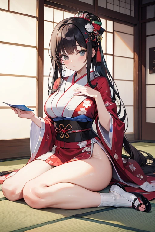 (masterpiece、Highest quality、Highest quality、Official Art、Beautiful and beautiful:1.2)、(One girl:1.3)Hatsune Miku、Twin tails,Beautiful breasts, Katsushika Hokusai,Wait for the sexy warrior, Pretty face, Delicious company, A captivating sight, Wearing a sexy open kimono. The work is created in a medium reminiscent of Japanese ink painting.。....., 具有大胆的笔触和Monochromatic color palette. Artist&#39;Stunning technique gives the image strength and power&#39;Presence，Highest quality, Ultra-high resolution captures every detail. The texture and intricate patterns of the kimono are expressed with extreme precision.. Lighting is carefully designed，Enhance the drama, Deep shadows and subtle highlights. general, This piece exudes elegance and strength., Combining traditional Japanese aesthetics with a modern sensibility. Monochromatic color palette, Putting the details together, Captivate viewers、Create an immersive experience.