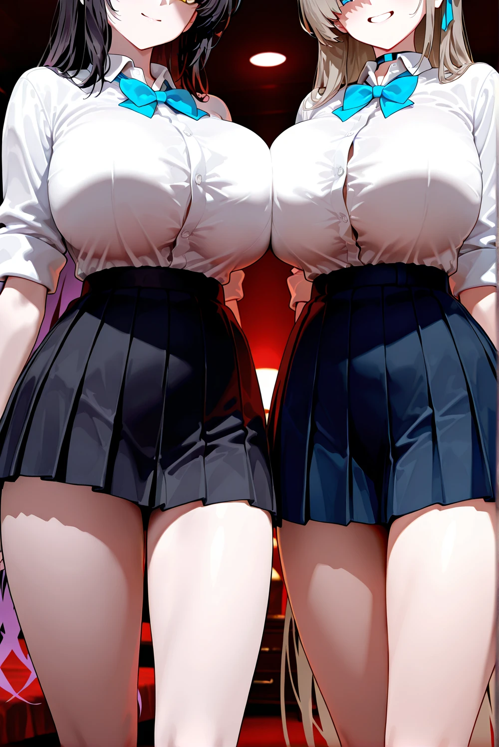 eaArt bot upscaling default is 22:25:26k wallpaper, masterpiece, highest quality, Super detailed, 30~40 years, full body shot, mature woman, beautiful mature woman, nightgown and underwear, enchanting smile, thick lips, Chubby lips, blush, looking at the viewer, provocative expression, short hairstyle, cleavage, Plump、curvy hips、attractive face、naughty face、sexy lingerie　、an inviting gaze、Expression of emotions、(((Lewd underwear)))、erotic see-through lingerie set、Standing position、gorgeous accessories、raise your butt, from below, (NSFW: 1.4)、exposed chest、(((gasping face)))、Openwork decoration，(((see through dress)))、(((R-18)))、Hakari_Whirlpool, pink hair, medium hair, hair ornaments, hair flower, green eyes, school uniform, black skirt, mini skirt, pleated skirt, black jacket, white shirt,collared shirt, long sleeve, neck ribbon,ribbon, thighs, big breasts, Are standing, cowboy shot, looking at the viewer, outdoor, blush, 1 girl, (masterpiece:1.3), (High resolution), (8K), (very detailed), (4K), (pixiv), perfect face, Nice eyes and face, (highest quality), (Super detailed), detailed face and eyes, (alone), rough skin, confused, High resolution、beautiful eyes